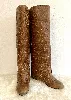 chanel bottes guêtres matelasseés en cuir marron avec talon h6,5cm