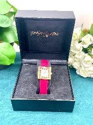 yves saint laurent montre collection bracelet en cuir rose movement quartz cadran 2,5cm