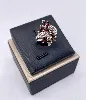 bague argent motif fleur avec strass et pierres rouges argent 925 millième (22 ct) 4,32g