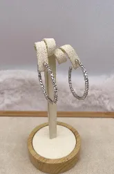 boucles d oreilles creoles avec strass argent 925 millième (22 ct) 7,18gr