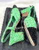 chanel escarpins / sligbacks en tweed & tissus vert et noir pointure 38