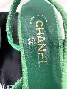 chanel escarpins / sligbacks en tweed & tissus vert et noir pointure 38