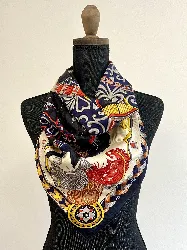 hermès foulard / carré harnais de coeur en soie 90*90