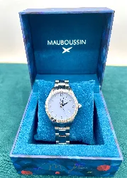 mauboussin montre femme quartz "il est grand temps" diamants et acier35mm