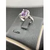 bague argent ornée d'une pierre violette (rayures sur la pierre) argent 925 millième (22 ct) 3,22g