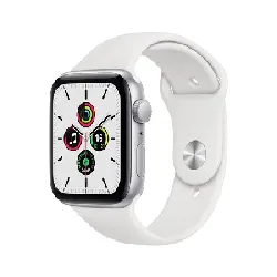 apple watch se (gps) - boitier 44 mm aluminium argent avec bracelet sport blanc