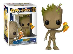 figurine funko! pop - marvel - avengers infinity war s2 - groot with stormbreaker 10 cm - 416