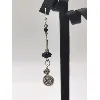 boucles d'oreilles argent avec perles noires et spirales argent 925 millième (22 ct) 4,38g