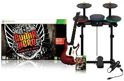 jeu xbox 360 guitar hero 6 - warriors of rock + guitare + batterie + micro