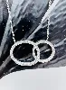 collier pendentif 2 cercles sertis d'oxydes argent 925 millième (22 ct) 5,17g