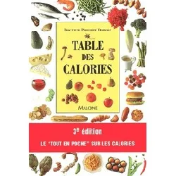 livre table des calories. 3ème édition