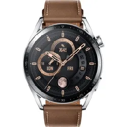 montre connectée huawei gt3 46 mm  classic brown leather noir