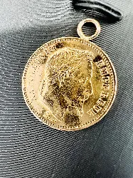 pendentif pièce d'or napoléon 20 franc 1868 or 750 millième (18 ct) 6,61g