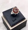 bague argent marguerit sertie des strass et pierres rouges argent 925 millième (22 ct) 6,9g