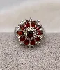 bague argent marguerit sertie des strass et pierres rouges argent 925 millième (22 ct) 6,9g