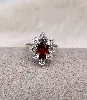 bague argent marguerite sertie des oxydes rouge et blancs argent 925 millième (22 ct) 3,78g