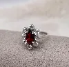 bague argent marguerite sertie des oxydes rouge et blancs argent 925 millième (22 ct) 3,78g