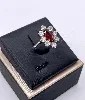 bague argent marguerite sertie des oxydes rouge et blancs argent 925 millième (22 ct) 3,78g