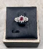 bague argent marguerite strass + rubis traite  argent 925 millième (22 ct) 2,48