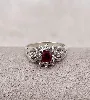 bague argent marguerite strass + rubis traite  argent 925 millième (22 ct) 2,48