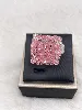 bague en brickstitch carrée rose t60