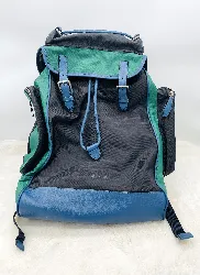 burberry grand sac à dos en nylon et cuir tricolore (vert bleu et noir)