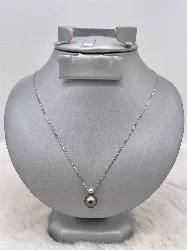 collier argent maille serpant avec perle de tahiti(8mm) argent 925 millième (22 ct) 2,34g