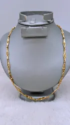 collier maillons fuseaux ajourés (chaîne de montre transformée) et grosse maille forçat en or or 750 millième (18 ct) 22,80g