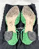 chanel escarpins / sligbacks en tweed & tissus vert et noir pointure 38