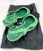 chanel escarpins / sligbacks en tweed & tissus vert et noir pointure 38