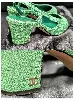 chanel escarpins / sligbacks en tweed & tissus vert et noir pointure 38