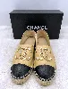 chanel espadrilles / chaussures en cuir agneau beige et noir pointure 42