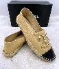 chanel espadrilles / chaussures en cuir agneau beige et noir pointure 42