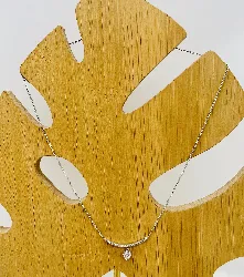 collier pendentif ligne pavée d'oxyde orné d'un oxyde forme coeur pendant argent 925 millième (22 ct) 2,59g