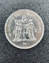 pièce d'argent 50 francs hercules 1976 argent 900 millième 30,08g