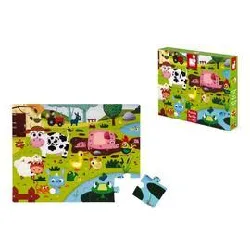 puzzle tactile les animaux de la ferme 20 pièces - janod