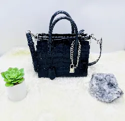 the kooples sac ming en cuir de veau bleu marine façon croco