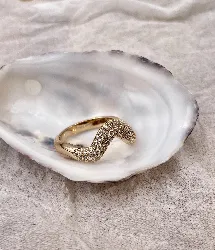 22984010 bague plaquée vague pavée d'oxydes blancs t58