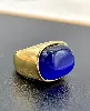 bague chevalière avec grande pierre ovale bleue t54