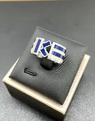 bague kenzo k stripes bleu et blanc argent 925 millième (22 ct) 11,10g