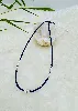 collier billes de spinelle bleue facettées avec des perles en métal argenté