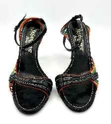 escarpins yves saint laurent noir avec brides multicolors