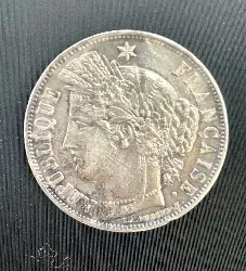 pièce 5 francs cérès 1851  argent 900 millième 24,95g