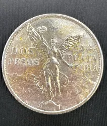 pièce d'argent mexique 2 pesos indépendance 1921 argent 900 millième 23,07g