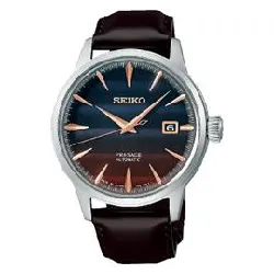 seiko - montre homme presage bleu, marron foncé srpk75j1 - argenté