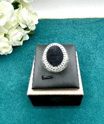 bague argent onyx forme oval argent 925 millième (22 ct) 15,28g