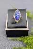 bague marquise en or rose ornée d'un lapis lazuli forme navette or 750 millième (18 ct) 5,07g