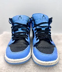 baskets air jordan 1 mid bleu et noir