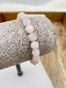 bracelet élastiqué boules en pierre quartz rose d8mm