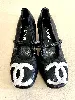 chanel ballerines en cuir couleur noir avec petits talon de 3,5cm